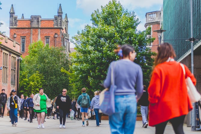 Students walking on campus