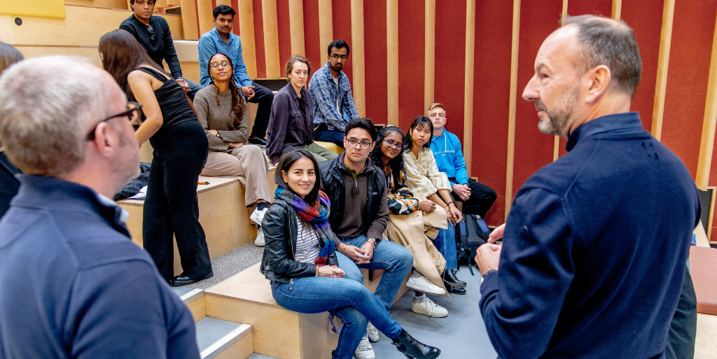 Students meeting with Rob Wood, entrepreneur