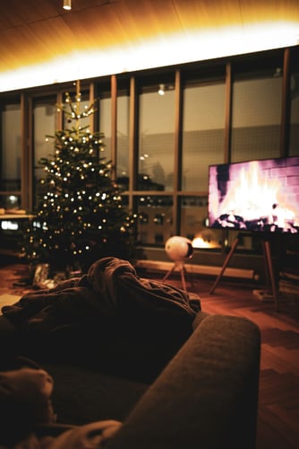 Christmas tree and TV