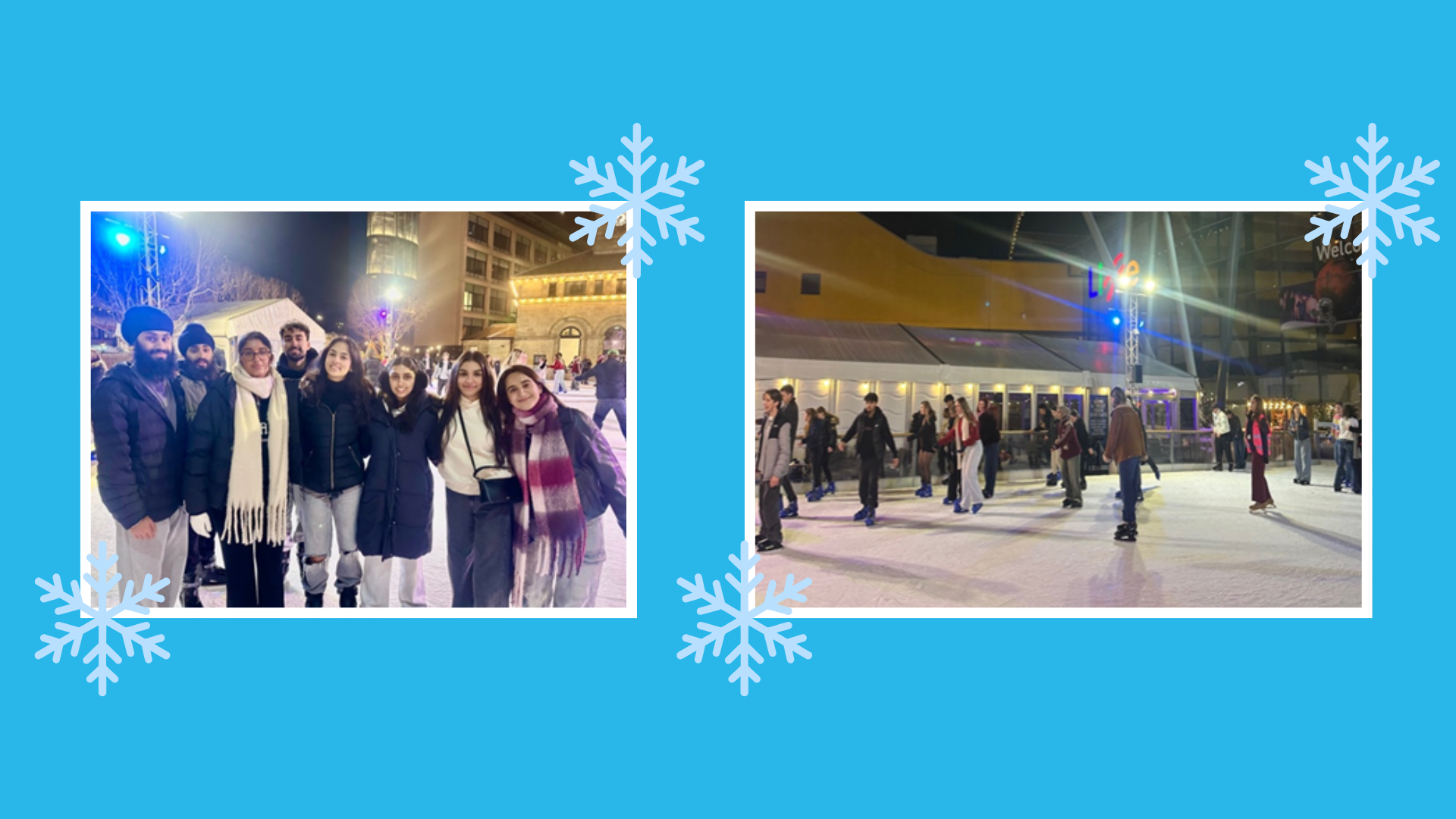 Ice Skating with snowflake illustrations