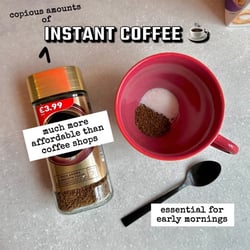 Instant coffee with mug