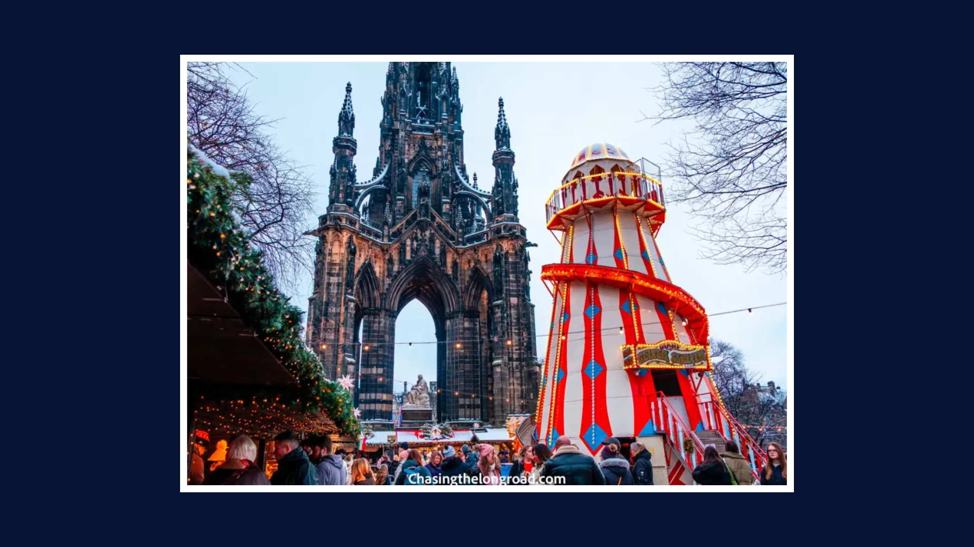 Edinburgh Christmas market, with Walter Scott Monument and helter-skelter