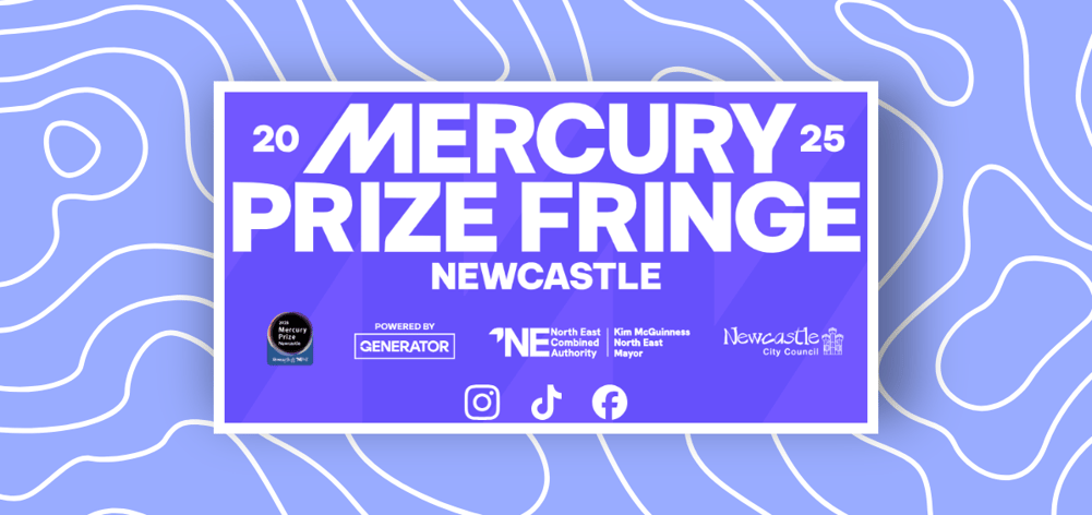 Mercury prize poster on lilac background