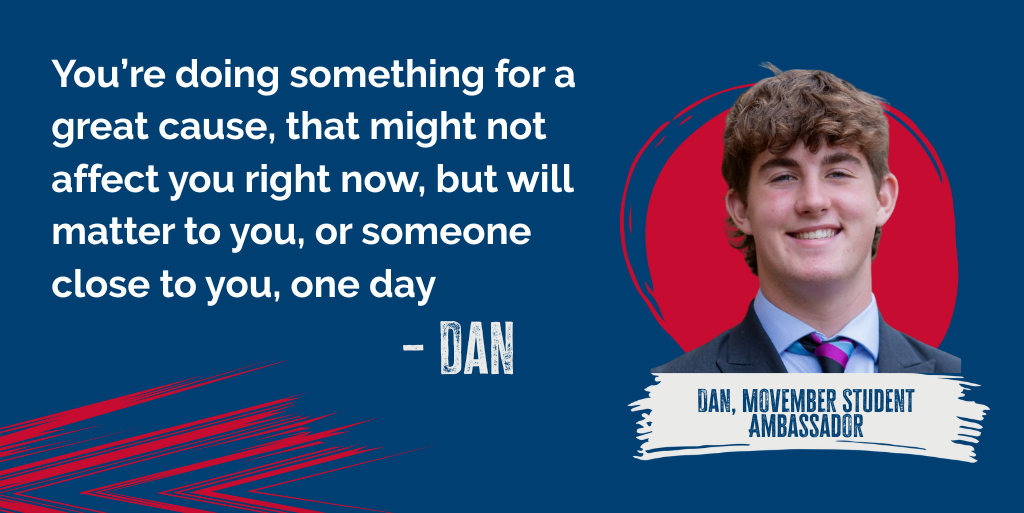 Student ambassador Dan pictured beside a quote about supporting a cause that will matter in the future.