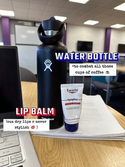Water bottle and lip balm