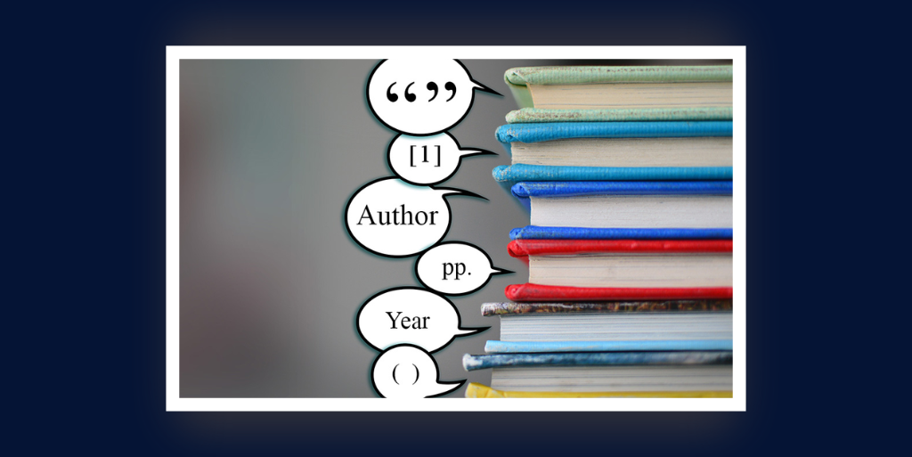 a pile of books, with quotes, references etc overlaid