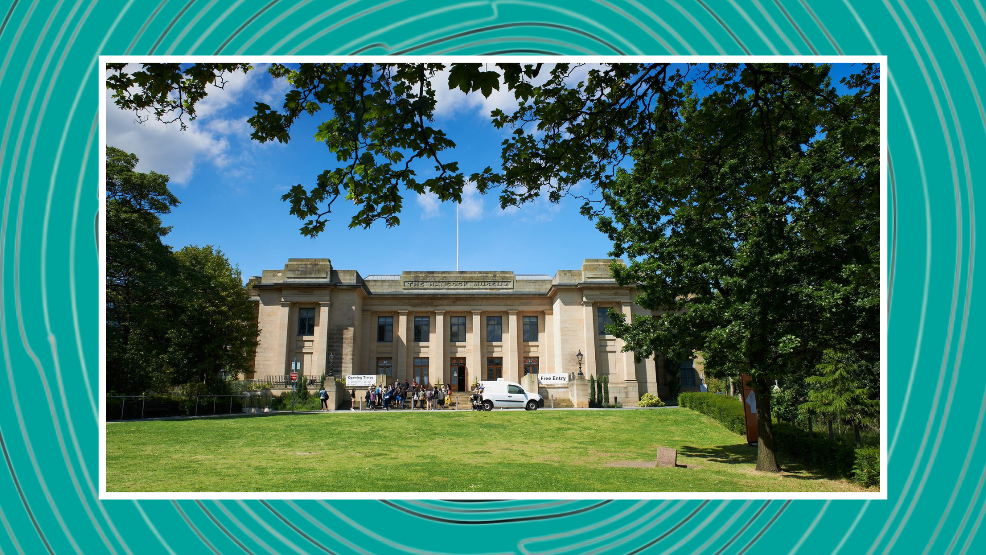 front of the hancock building on a sunny day