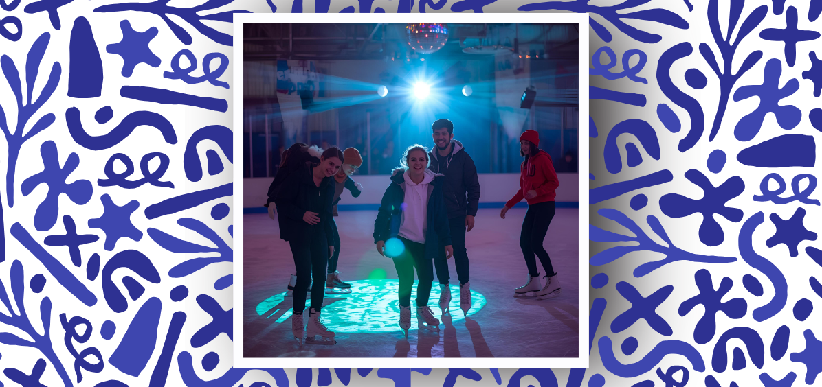 People ice skating having fun