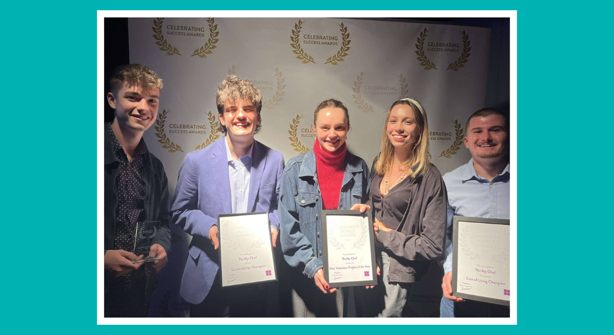 image of five students at the celebrating success awards