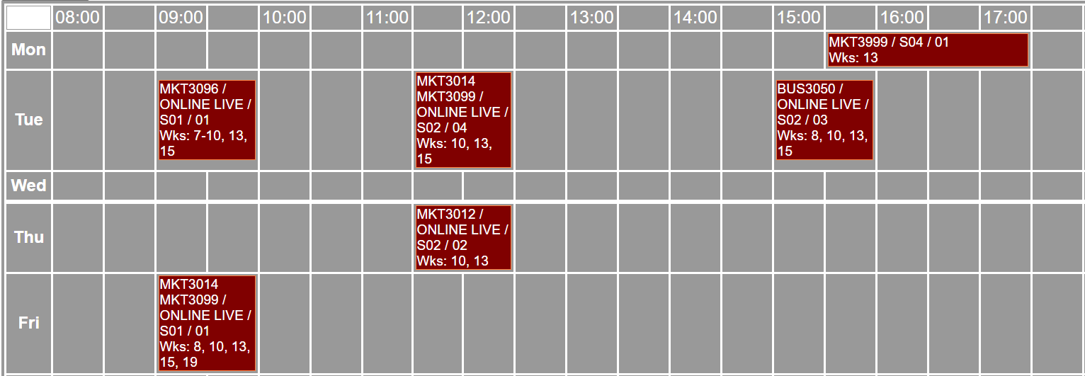 timetable example