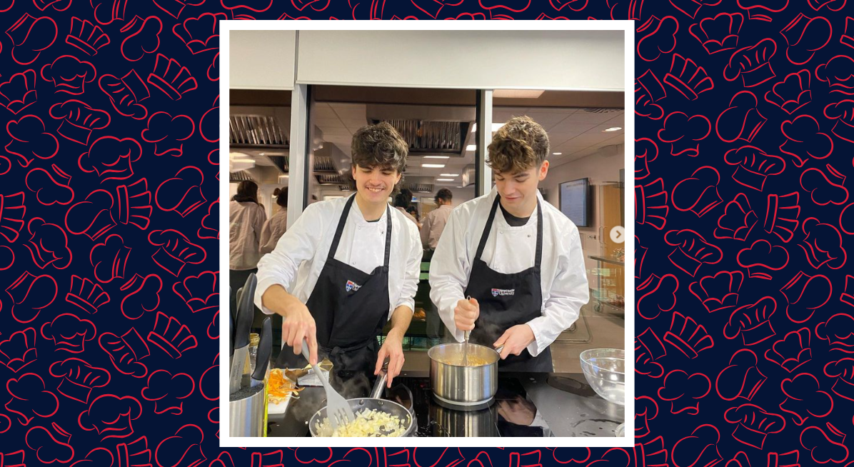 two chefs working in Newcastle University aprons