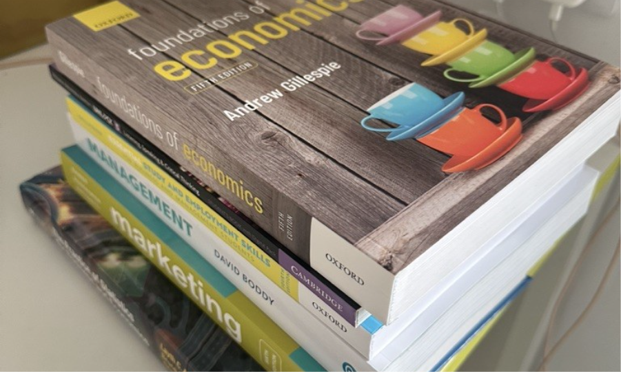 Stack of textbooks