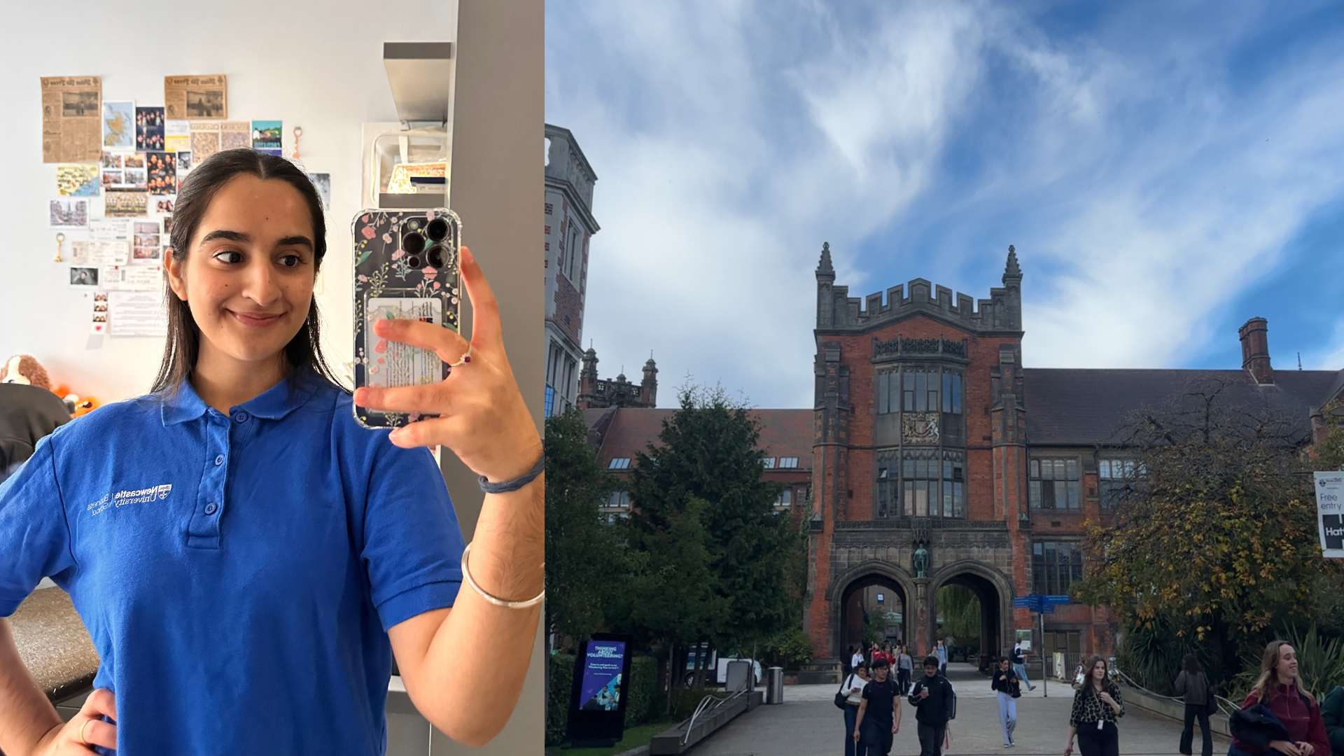 Gurleen taking picture in mirror with phone, an image of the Arches