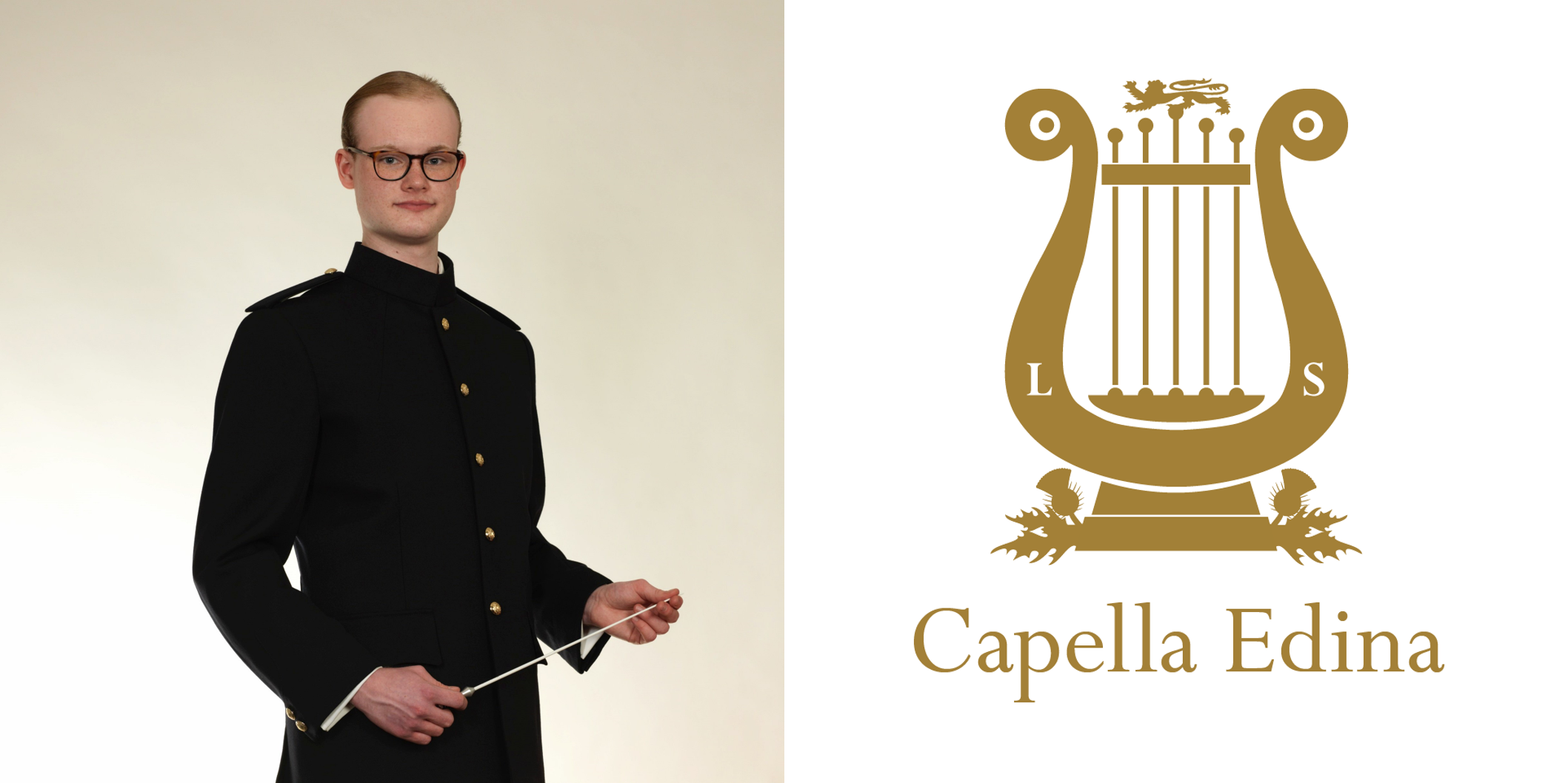 Luis Schmidt next to Capella Edina logo